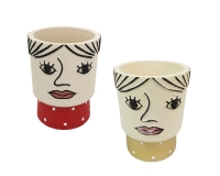 Vaso Testa Picasso D. 12 H. 16,5 Art Deco Composizione Floreale