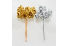 72 Roselline Con Foglie Oro/argento Per Bomboniere Fai Da Te