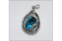Ciondolo Goccia Color Turchese Con Strass In Acciaio