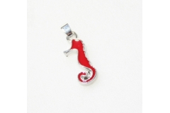 5 Ciondoli A Cavalluccio Marino Smalto Rosso Da 2.5 Cm
