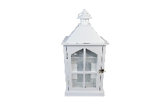 Lanterna Legno Bianca Top Metallo S/2 21x21 H.52 19x19 H.35