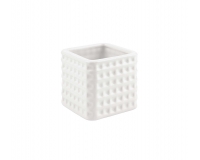 Cubo Quadretto Bianco 6x6x6 Ceramica Decorazione Composizione Floreale