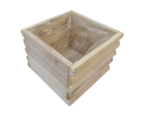 Cesto Quadro Legno Sbiancato 16x16x16 Decorazione Fioristi