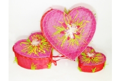 Scatola Cuore Tessuto E Metallo 3 Pezzi