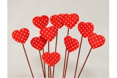 12 Pick Con Cuore A Pois Da 3x13 Cm