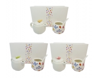 Set Farfalla Cm 13,8 Teiera Caffettiera Cucchiaino Decorazione Bomboniere Fai Da Te