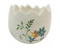 Vaso Uovo Porcellana Fiori 10x10x9 Decorazioni Addobbi Primavera Pasqua