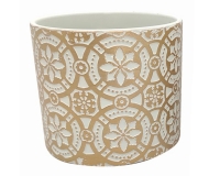 Vaso Greche Oro D 13,5 H 12,5 Arredo Composizione Natalizia