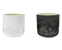 Vaso Paesaggio D 14 H 13 Decorazione Composizione Floreale Arredo Casa BN