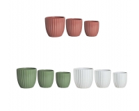 Set Vaso Striato S/3 Ceramica Colorata Decorazioni Composizione Floreale Primavera Pasqua
