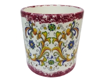 Vaso Cilindro Maiolica D. 18 H. 19,5 Ceramica Addobbi Decorazione