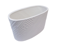 Vaso Ovale Ceramica Bianco 13*11,5*32 Rilievi Medio