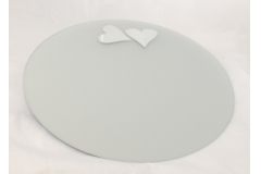 Specchio Tondo Satinato Con Cuori Diametro 45 Cm