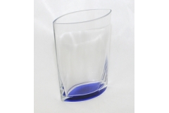 Vaso In Vetro A Base Blu Alto 20.5 Cm Largo 16.5x8.5 Cm