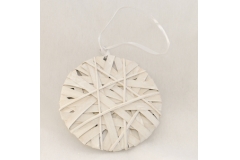 Medaglione Intrecciato Bianco In Legno Diametro 20 Cm