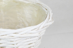 Cesto Cachepot Bianco D.16 H.17 Cm Legno Vimini