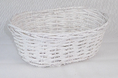 Cesto Ovalina Grande Bianca In Vimini 30x18x13 Cm