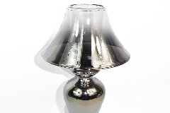 Candeliere Vetro Nero Fumè Abat-jour D.13 H.36 Cm Decorazioni Arredo