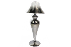 Candeliere Vetro Nero Fumè Abat-jour D.13 H.36 Cm Decorazioni Arredo