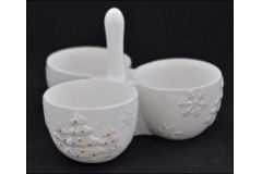 Tris Vasetti Porta Bon Bon Natalizia Ceramica Con Albero Cangiante
