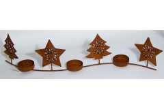 Porta Tea Light Stella E Albero Rust In Metallo