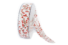 Nastro Cotone Canvas Bacche Mm 25x20 Mt Confezionamento Incarti Natale