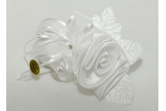 Bomboniera Segnaposto Rosa Bianca In Raso E Organza