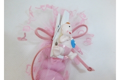 Bomboniera Sacchetto Tulle Ciucci Rosa Caramelle Con Corda