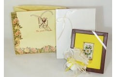 Bomboniera Quadro Picc, Legno Fiore Ceramica Rilievo