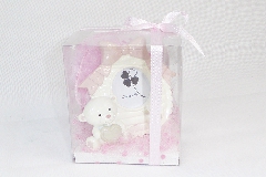Bomboniera Quadro Orsetto Rosa Con Scatola Trasp.