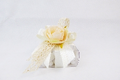 Bomboniera Scatola PVC Fiore Cipria Nastro Pizzo Wedding