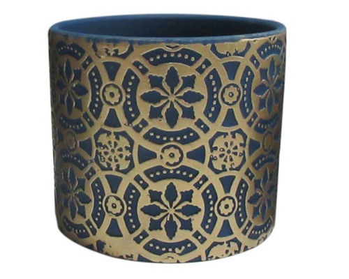 Vaso Greche Oro D 13,5 H 12,5 Arredo Composizione Natalizia