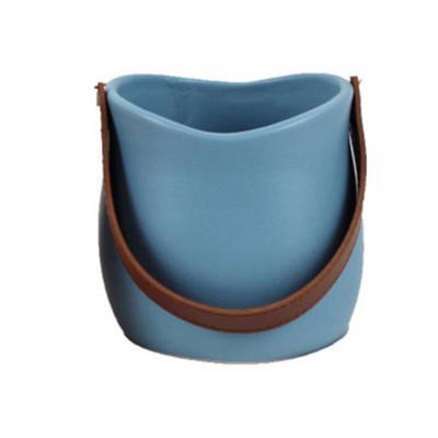 Vaso Manico Ecopelle D.13  H.12 Decorazione Composizione