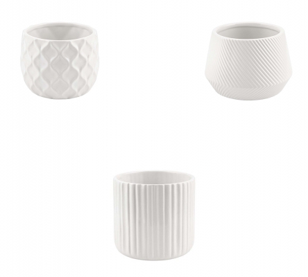 Vasetto Ceramica Bianco Assortito D 7 H 6,5 Composizione Floreale