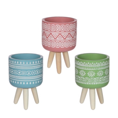 Vaso Kim Cotto Colorato D. 12 H. 18 Treppiedi Decorazione Fioristi