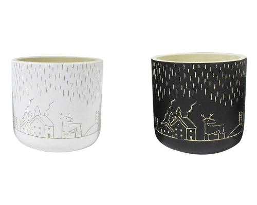 Vaso Paesaggio D 14 H 13 Decorazione Composizione Floreale Arredo Casa BN