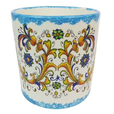 Vaso Cilindro Maiolica D. 15 H. 16 Ceramica Addobbi Decorazione
