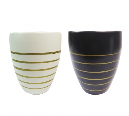 Vaso Romy D 13 Righe Oro Decorazione Composizione Floreale