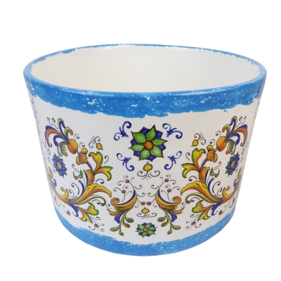 Vaso Cilindro Maiolica D. 26 H. 17  Ceramica Addobbi Decorazione
