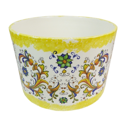 Vaso Cilindro Maiolica D. 26 H. 17  Ceramica Addobbi Decorazione