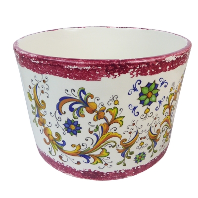 Vaso Cilindro Maiolica D. 26 H. 17  Ceramica Addobbi Decorazione