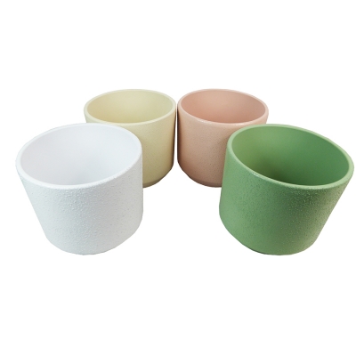 Vaso Ceramica Sabbiato S/3 D 19 15 12 Decorazione Casa