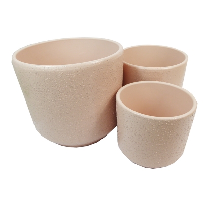 Vaso Ceramica Sabbiato S/3 D 19 15 12 Decorazione Casa