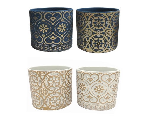 Vaso Greche Oro D 13,5 H 12,5 Arredo Composizione Natalizia