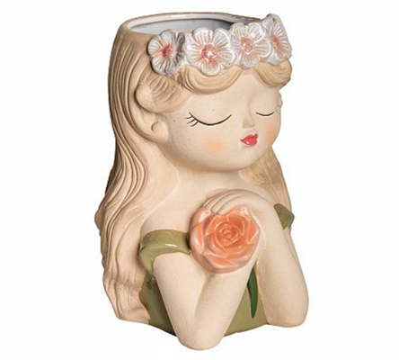 Vaso Ragazza 13,6x12,2x18,5 Decorazioni Addobbi Composizione Floreale