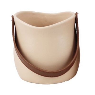 Vaso Manico Ecopelle D.13  H.12 Decorazione Composizione