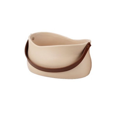 Vaso Manico Ecopelle 19,5 X 13,5 H. 10 Decorazione Composizione
