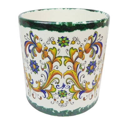 Vaso Cilindro Maiolica D. 15 H. 16 Ceramica Addobbi Decorazione