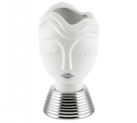 Vaso Donna Ceramica D 10,5 H 19,5 Composizione Floreale Arredamento