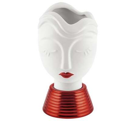 Vaso Donna Ceramica D 10,5 H 19,5 Composizione Floreale Arredamento